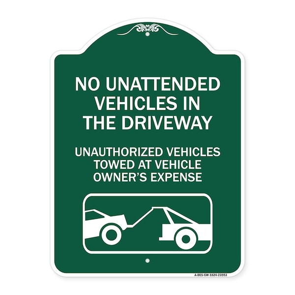 Signmission No Unattended Vehicles in the Driveway Unauthorized Vehicles Towed at Vehicle Owners, GW-1824-23553 A-DES-GW-1824-23553 - main